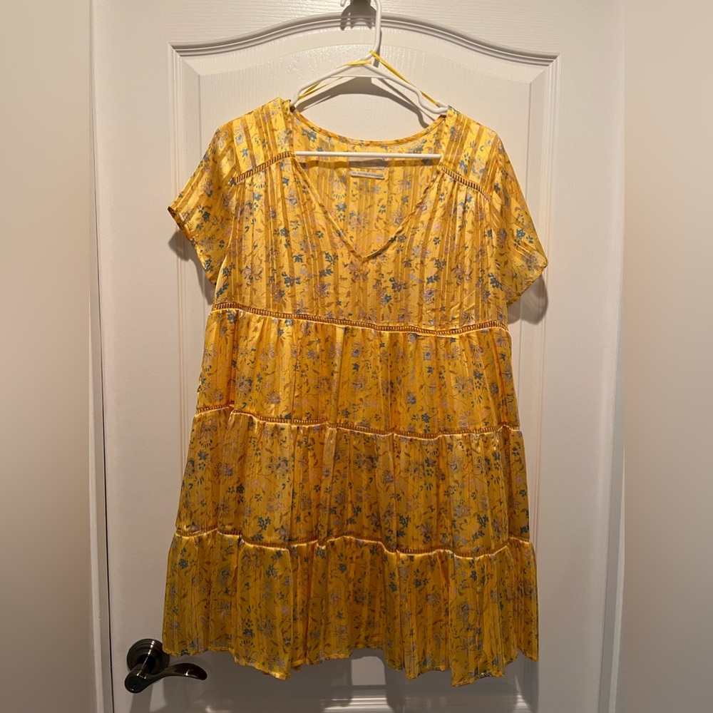 Urban Outfitters Size Small Yellow Mini Dress - Lined - only worn one time